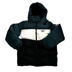 Reebok Puffer Jacket Big Boys M 10/12 Colorblock Fleece-Lined Full-Zip Hooded
